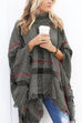 Moxidress Tassel Color Block Classic Cloak Poncho Sweater