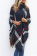 Moxidress Tassel Color Block Classic Cloak Poncho Sweater