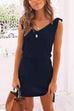 Moxidress Butterfly On Shoulder Sleeveless Tie Waist Mini Dress