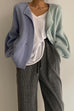 Moxidress Drop Shoulder Color Block Sweater Cardigan