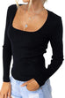 Moxidress Square Collar Long Sleeve Bottoming Top