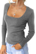 Moxidress Square Collar Long Sleeve Bottoming Top