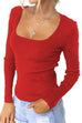 Moxidress Square Collar Long Sleeve Bottoming Top