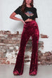 Moxidress Elastic Waist Bell Bottoms Velvet Pants