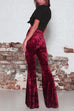 Moxidress Elastic Waist Bell Bottoms Velvet Pants