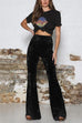 Moxidress Elastic Waist Bell Bottoms Velvet Pants