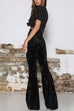 Moxidress Elastic Waist Bell Bottoms Velvet Pants