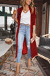 Moxidress Stylish Lapel Open Front Long Sleeve Velvet Coat