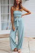 Moxidress Off Shoulder Bow Tie Waist Wide Leg Jumpsuit