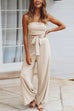 Moxidress Off Shoulder Bow Tie Waist Wide Leg Jumpsuit