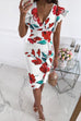 Moxidress Ruffle V Neck Sleeveless High Waist Printed Dress