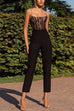 Moxidress Solid Lace Splice Straight Leg Cami Jumpsuit