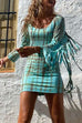 Moxidress Tassel Long Sleeve Tie Dye Bodycon Dress