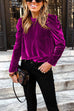 Moxidress Turtleneck Puff Sleeve Loose Velvet Sweatshirt