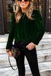 Moxidress Turtleneck Puff Sleeve Loose Velvet Sweatshirt