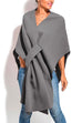 Moxidress Solid V Neck Wrapped Batwing Cloak Sweater