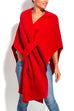 Moxidress Solid V Neck Wrapped Batwing Cloak Sweater