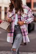 Moxidress Casual Lapel Button Down Pockets Plaid Cardigans