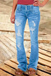 Moxidress Button Down Distressed Ripped Jeans with Pockets