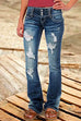 Moxidress Button Down Distressed Ripped Jeans with Pockets