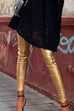 Moxidress Solid Slim Fit Faux Leather Leggings Pants