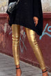 Moxidress Solid Slim Fit Faux Leather Leggings Pants