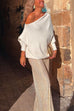 Moxidress Off Shoulder Batwing Long Sleeve Sweater