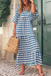 Moxidress Puff Sleeve Geometry Printed Swing Dress