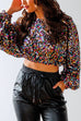 Moxidress Crewneck Flare Long Sleeve Sequin Crop Top