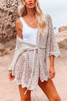 Moxidress Long Sleeve Hollow Out Tie Waist Beach Dress