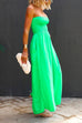 Moxidress Strapless Smocked Pocketed Wide Leg Jumpsuit