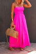 Moxidress Strapless Smocked Pocketed Wide Leg Jumpsuit