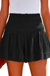 Moxidress Elastic Smocked Waist Wide Leg Solid Shorts