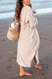 Moxidress Open Front Pockets Ribbed Knit Long Slweater Cargigan