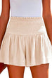 Moxidress Elastic Smocked Waist Wide Leg Solid Shorts