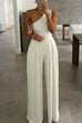 Moxidress One Shoulder Wide Leg Sleeveless Jumpsuit