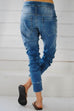 Moxidress Drawstring Waist Ruched Harem Denim Joggers