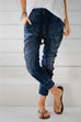 Moxidress Drawstring Waist Ruched Harem Denim Joggers