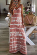 Moxidress Sleeveless V Neck Tie Dye Maxi Cami Beach Dress