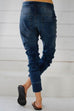 Moxidress Drawstring Waist Ruched Harem Denim Joggers