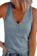 Moxidress Buttons V Neck Sleeveless Solid Top