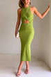 Moxidress Twist Front Cut Out Side Split Bodycon Tank Dress