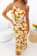 Moxidress One Shoulder High Waist Mermaid Floral Cami Dress