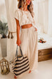 Moxidress Drawstring Hem Crop Top Wide Leg Pants Loungewear Set