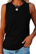 Moxidress Solid Crewneck Sleeveless Casual Top