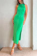 Moxidress Sleeveless Side Split Ruched Slim Fit Dress