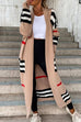 Moxidress Open Front Color Block Striped Splice Long Sweater Cardigan