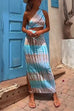 Moxidress One Shoulder Cut Out Waist Side Split Tie Dye Maxi Dress