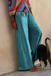 Moxidress Solid Raw Hem Wide Leg Casual Pants