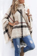 Moxidress Tassel Color Block Classic Cloak Poncho Sweater